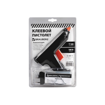  Клеевой пистолет BRAUBERG 670325 100Вт, для стержня 11мм в блистере 