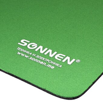  Коврик для мыши Sonnen 513305 Green, резина + ткань, 220х180х3мм 