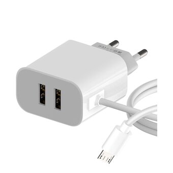  СЗУ Maxvi CHL-242M 2.4A, with microUSB cable, 2хUSB-A, white 