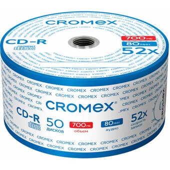  Диск CD-R CROMEX 513773, 700Mb, 52x, Bulk (термоусадка без шпиля) 50шт 