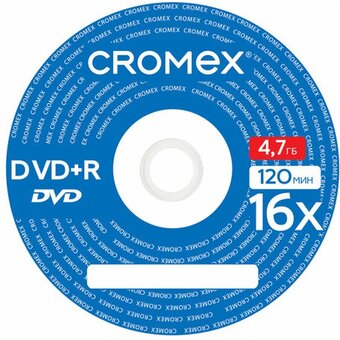 Диск DVD+R CROMEX 513774, 4,7Gb, 16x, Bulk (термоусадка без шпиля) 50шт 