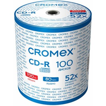  Диск CD-R CROMEX 513779 700Mb, 52x, Bulk (термоусадка без шпиля) 100шт 