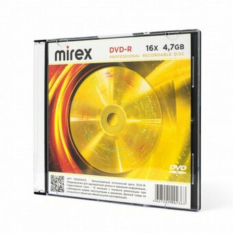  Диск DVD-R MIREX UL130003A1F, 4,7ГБ, 16x, Slim Case 5шт 