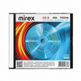  Диск CD-R MIREX UL120051A8F, 700Мб, 48x, Slim Case 5шт 