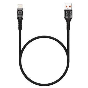  Дата-кабель Maxvi MC-33L USB-Lightning 2.4А, прозрачный корпус, LED подсветка, 1м, black 