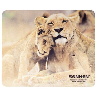  Коврик для мыши Sonnen 513310 Lions, резина + ткань, 220х180х3мм 