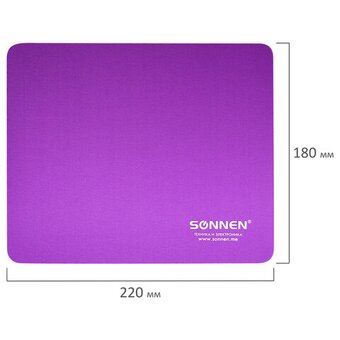  Коврик для мыши Sonnen 513307 Purple, резина + ткань, 220х180х3мм 