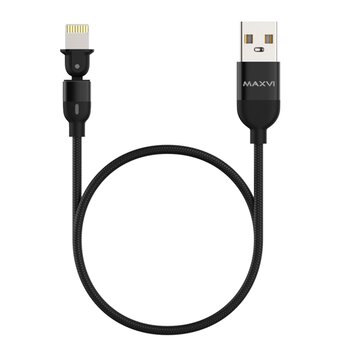  Кабель Maxvi MC-19L black, USB-A-Lightning, 2.4A, LED 