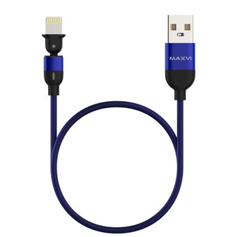  Кабель Maxvi MC-19L blue, USB-A-Lightning, 2.4A, LED 