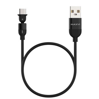  Кабель Maxvi MC-19T black, USB-A-Type-C, 2.4A, LED 