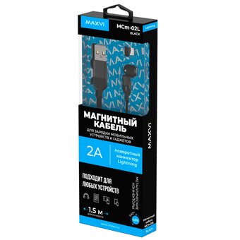  Кабель Maxvi MCm-02L black USB-A-Lightning, 2A 
