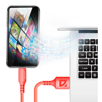  USB кабель DEFENDER F207 (87106RED) TypeC, red, 1м, 2.4А 
