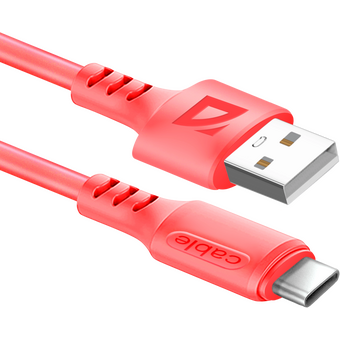  USB кабель DEFENDER F207 (87106RED) TypeC, red, 1м, 2.4А 