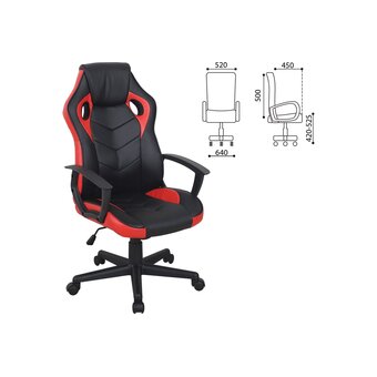  Кресло игровое BRABIX Fighter GM-008 (532506) экокожа, черное/красное 