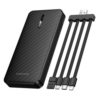  Аккумулятор внешний резервный BOROFONE BJ84 Smooth power bank with four cables 10000mAh черный 