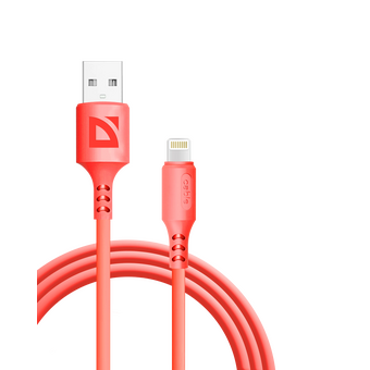  USB кабель DEFENDER F207 Lightning (87107RED) 1м, 2.4А, силикон red 