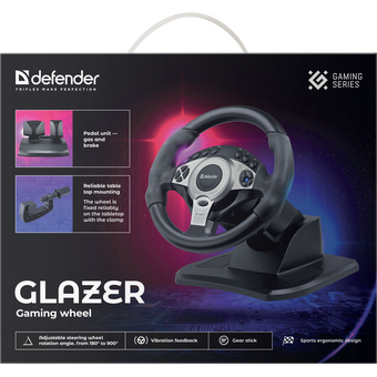  Руль DEFENDER Glazer (64066) черный PC/PS/Xbox/Switch, педали 