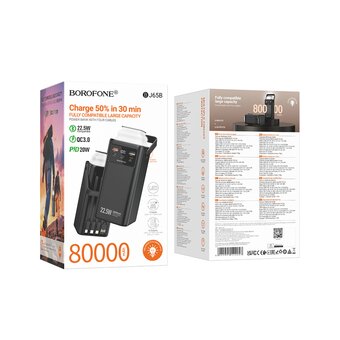  Аккумулятор внешний BOROFONE BJ65B 22.5W+PD20W 80000mAh чёрный 