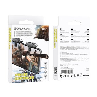 Игровой триггер для смартфона BOROFONE BG2 Spartan mobile game button (черное серебро) 