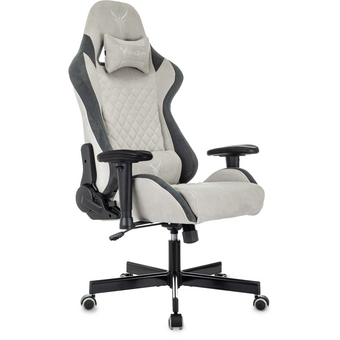  Кресло игровое Knight Regal Fabric серый/светло-серый искусственная замша крестов. металл 