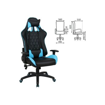  Кресло игровое BRABIX GT Master GM-110 (531928) экокожа, черное/голубое 