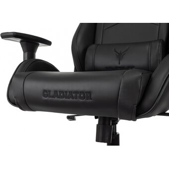  Кресло Knight Gladiator черный экокожа с подголов. крестов. металл 