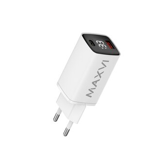  СЗУ Maxvi A402PD LED 33W, 1xUSB-A, 1xUSB-C, white 