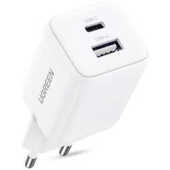  Зарядное устройство UGREEN X514 (65006) 20W 2-Port GaN USB-C&USB-A Fast Charger EU White 