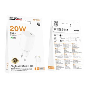  СЗУ Borofone BA103A Lightning/Type-C White 