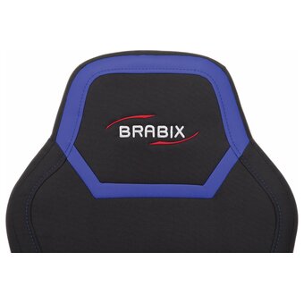 Кресло игровое BRABIX Alpha GM-018 (532638) ткань/экокожа, черное/синее 