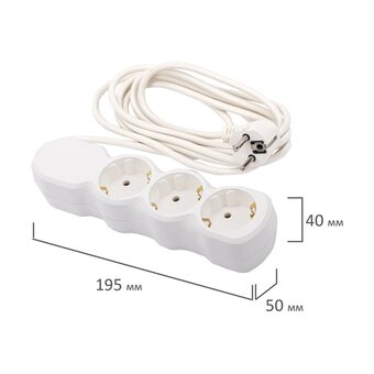  Удлинитель Радист У10-003 3 розетки, с заземлением, 10А, 3м, белый 