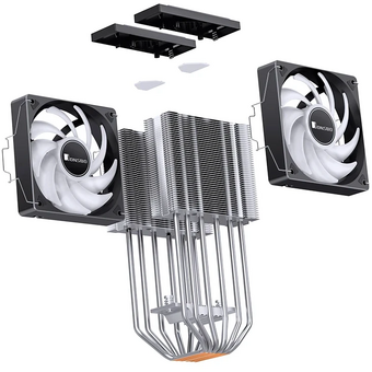  Кулер JONSBO CR-3000E ARGB Black LGA1851/1700/1200/115X/AM5/AM4 (TDP 260W, PWM, 2 x 120mm ARGB LED Fan, 6 тепловых трубок, 4-pin) Retail 