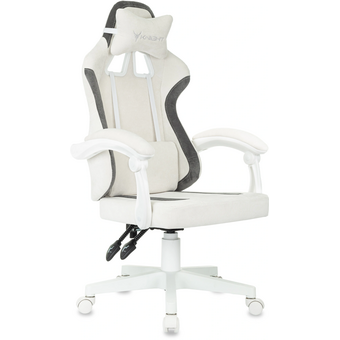  Кресло игровое KNIGHT Wolf WH WG ткань, белый/серый 