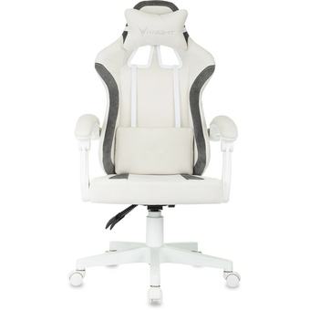  Кресло игровое KNIGHT Wolf WH WG ткань, белый/серый 