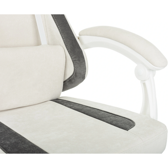  Кресло игровое KNIGHT Wolf WH WG ткань, белый/серый 