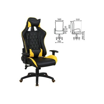  Кресло игровое BRABIX GT Master GM-110 (531927) экокожа, черное/желтое 
