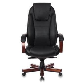  УЦ Кресло руководителя Бюрократ T-9923WALNUT/Black черный кожа крестовина дерево (отсутствует накладка на газлифт) 