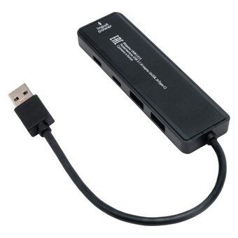  Хаб USB GEMBIRD UHB-C415 3.1, 2хUSB, 2хType-C, с дополнительным питанием Type-C, кабель USB 19см, черный 