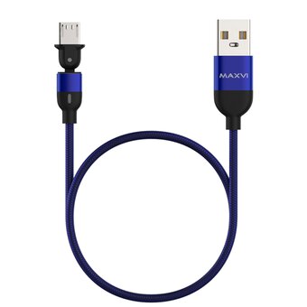  Кабель Maxvi MC-19M blue, USB-A-microUSB, 2.4A, LED 