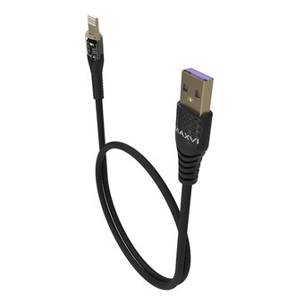  Дата-кабель Maxvi MC-31L USB-Lightning 2.4А, прозрачный корпус, LED подсветка, 1.2м, black 