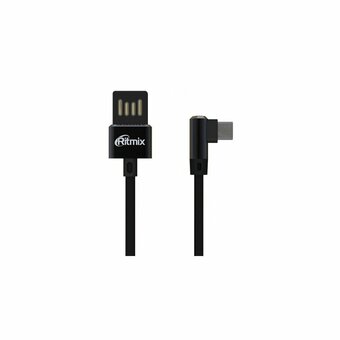  Дата-кабель Ritmix RCC-418 USB - MicroUSB 2А Угловой двустор1м тканевая опл черный 
