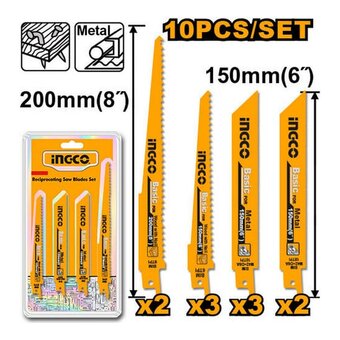  Набор полотен по дереву и металлу для сабельной пилы INGCO RSB1001 10шт 