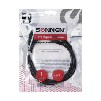  Патч-корд Sonnen 513122 UTP 5E категория, RJ-45, 1м для подключения Интернета по локальной сети LAN 