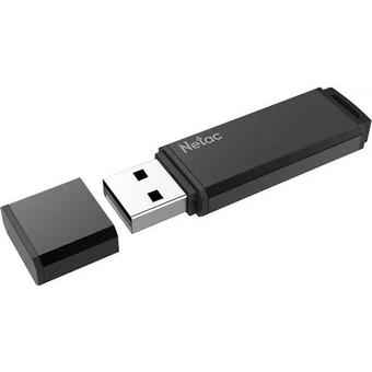  USB-флешка Netac U351 (NT03U351N-016G-32BK) 16Gb, USB3.2, с колпачком, металлическая чёрная 