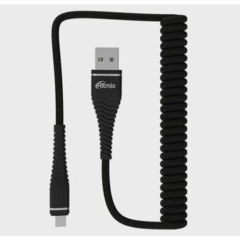  Дата-кабель Ritmix RCC-414 USB - MicroUSB 2 А, 1м, пружинный черный 