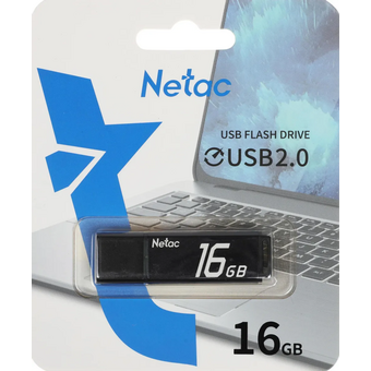  USB-флешка Netac U351 (NT03U351N-016G-32BK) 16Gb, USB3.2, с колпачком, металлическая чёрная 