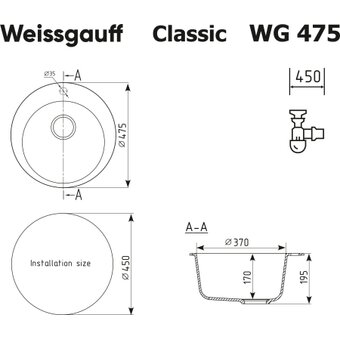  Кухонная мойка Weissgauff WG 47501 Classic White 