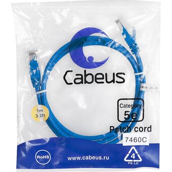  Патч-корд Cabeus PC-UTP-RJ45-Cat.5e-1m-BL неэкранированный, синий 