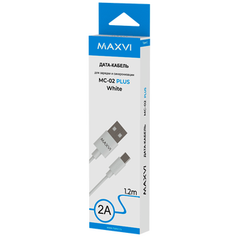  Кабель Maxvi MC-02 plus white USB-A-Type-C, 2A 