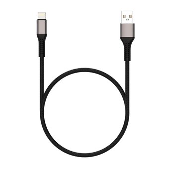  Дата-кабель Maxvi MC-21L USB-Lightning 2.4А, 1м, black-grey 